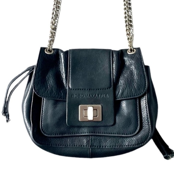 BCBG MAXAZRIA Leather Brown Chain Strap Crossbody And Chain Top Handle - Picture 1 of 8